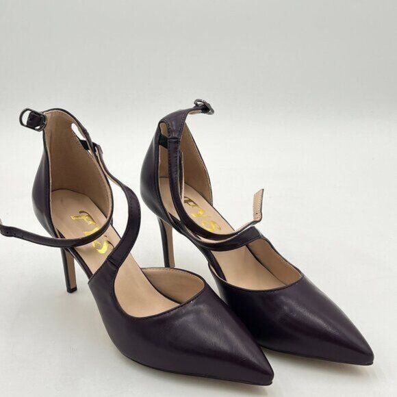 FYS Dark Purple Sexy Cross Strap Stiletto High Heel Ankle Strap Pumps Pointed To - Picture 7 of 8